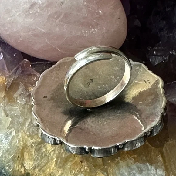 Sold 🦋 Turquoise large tile sterling silver adjustable ring - Picture 4 of 5